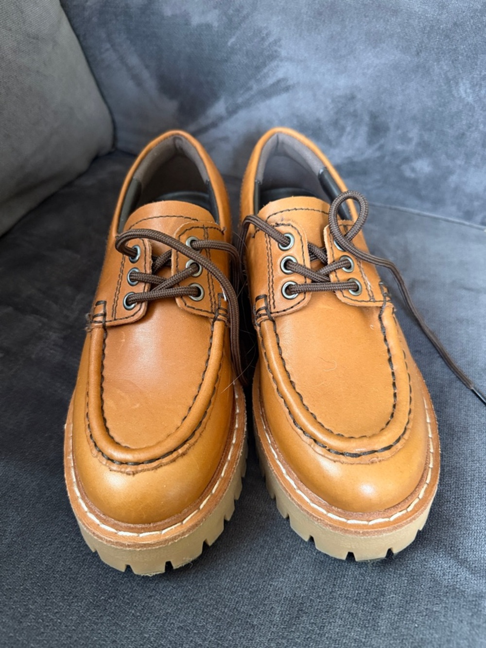 Marc Fisher Women's Tan Leather Lug Sole Loafers